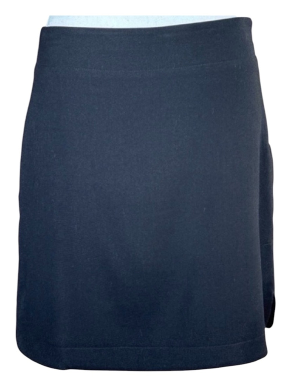 LOFT Black Skirt, Visible Side Zip, Lined, Rounded Slits on Each Side, Size S.